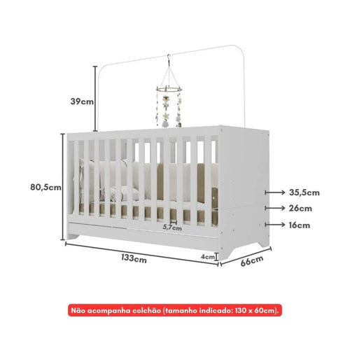 Berço 3 em 1 Evolutivo (Vira Mini Cama) - 100% Madeira Maciça [Garantia de 3 Anos]