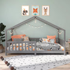 Cama Casinha Montessoriana Solteiro Lisan - 100% Madeira Maciça [Grade de Proteção 32cm]