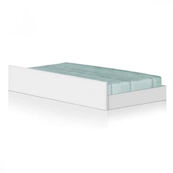 Cama Solteiro Multifuncional com Baú, 2 Gavetas e Auxiliar - 100% Madeira Maciça Branca [Jade Premium]