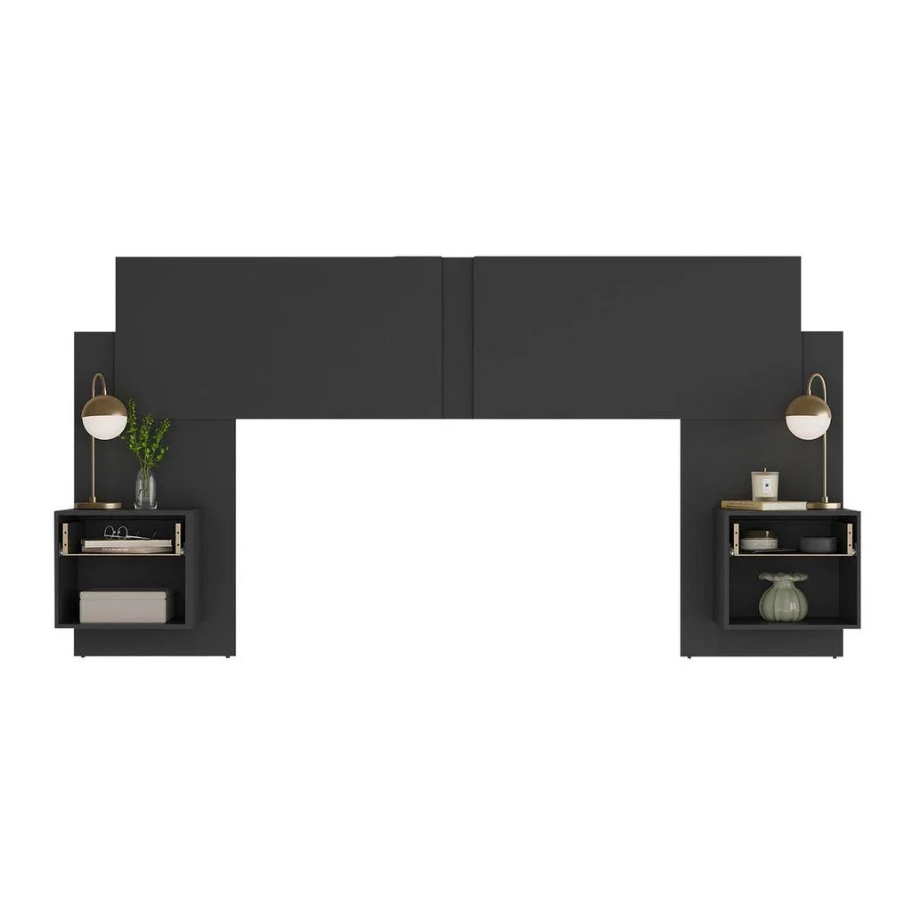 Cabeceira Extensível Casal/Queen com 2 Mesas de Cabeceira - 100% MDF [Kit Completo]