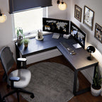 Mesa Escrivaninha de Canto em L Berlim Home Office - 100% MDF Preto/Cinamomo [Design Industrial]