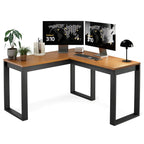 Mesa Escrivaninha de Canto em L Berlim Home Office - 100% MDF Preto/Cinamomo [Design Industrial]