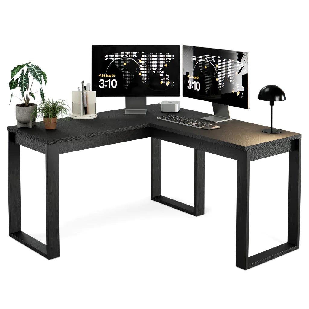 Mesa Escrivaninha de Canto em L Berlim Home Office - 100% MDF Preto/Cinamomo [Design Industrial]