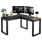 Mesa Escrivaninha de Canto em L Berlim Home Office - 100% MDF Preto/Cinamomo [Design Industrial]