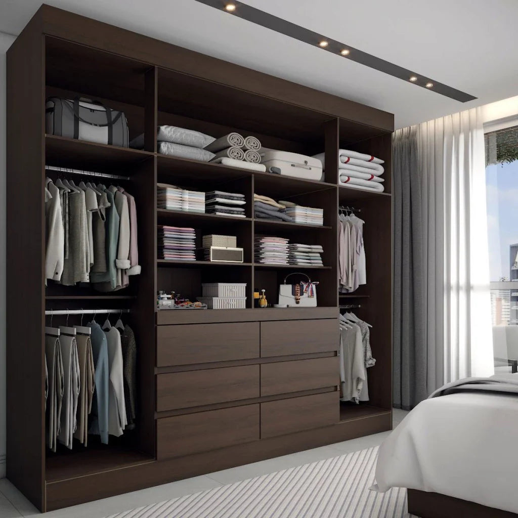 Guarda-Roupa Casal Honey 4 Portas 6 Gavetas com Espelho