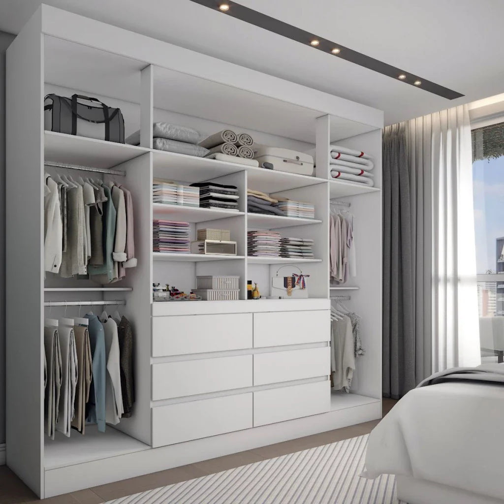 Guarda-Roupa Casal Honey 4 Portas 6 Gavetas com Espelho