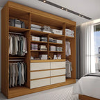 Guarda-Roupa Casal Honey 4 Portas 6 Gavetas com Espelho