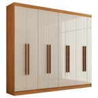 Guarda-Roupa Casal Ele e Ela 8 Portas e 8 Prateleiras - 100% MDF Cinamomo/Chumbo [Largura 2.06m]