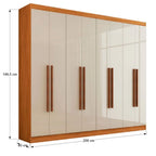 Guarda-Roupa Casal Ele e Ela 8 Portas e 8 Prateleiras - 100% MDF Cinamomo/Chumbo [Largura 2.06m]