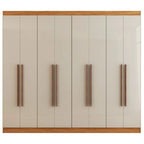 Guarda-Roupa Casal Ele e Ela 8 Portas e 8 Prateleiras - 100% MDF Cinamomo/Chumbo [Largura 2.06m]