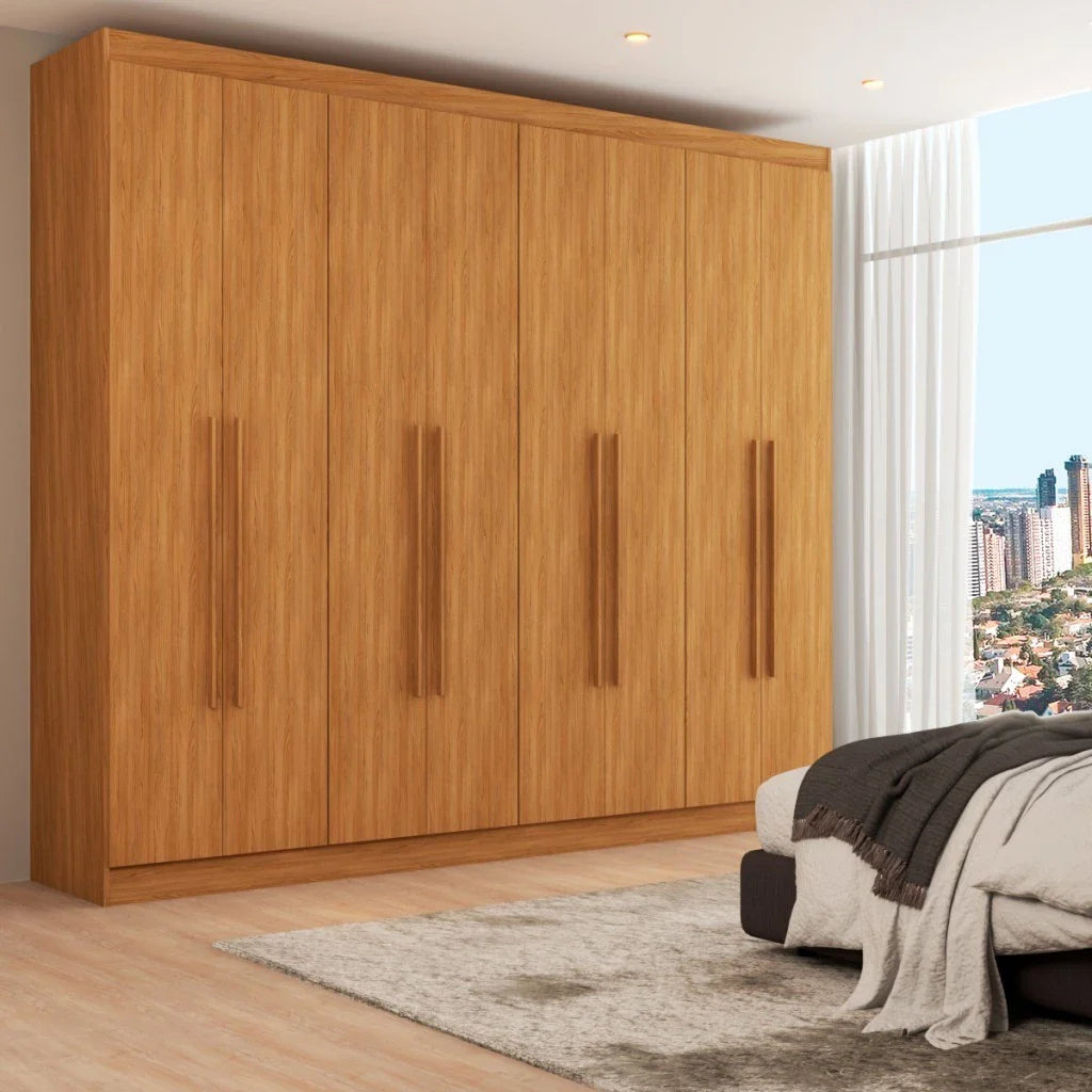 Guarda-Roupa Casal Ele e Ela 8 Portas e 8 Prateleiras - 100% MDF Cinamomo/Chumbo [Largura 2.06m]