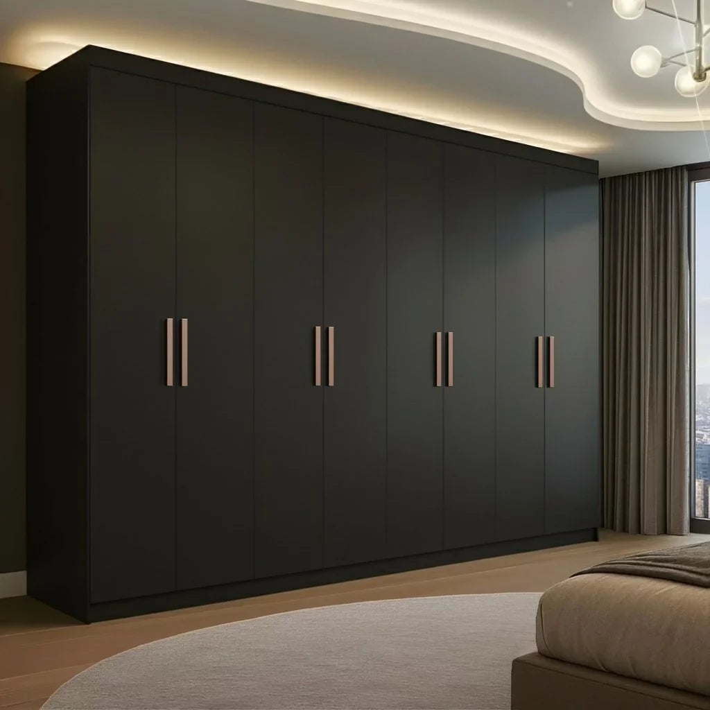 Guarda Roupa Casal 8 Portas 4 Gavetas Paris Espresso Móveis Preto [QUEIMA DE ESTOQUE]