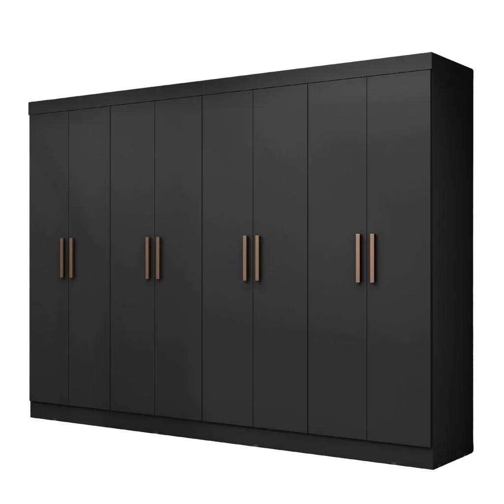 Guarda Roupa Casal 8 Portas 4 Gavetas Paris Espresso Móveis Preto [QUEIMA DE ESTOQUE]