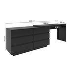 Escrivaninha em L ou Reta 140cm 6 Gavetas Preto [PROMOÇÃO]