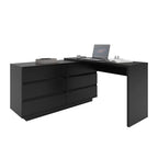 Escrivaninha em L ou Reta 140cm 6 Gavetas Preto [PROMOÇÃO]