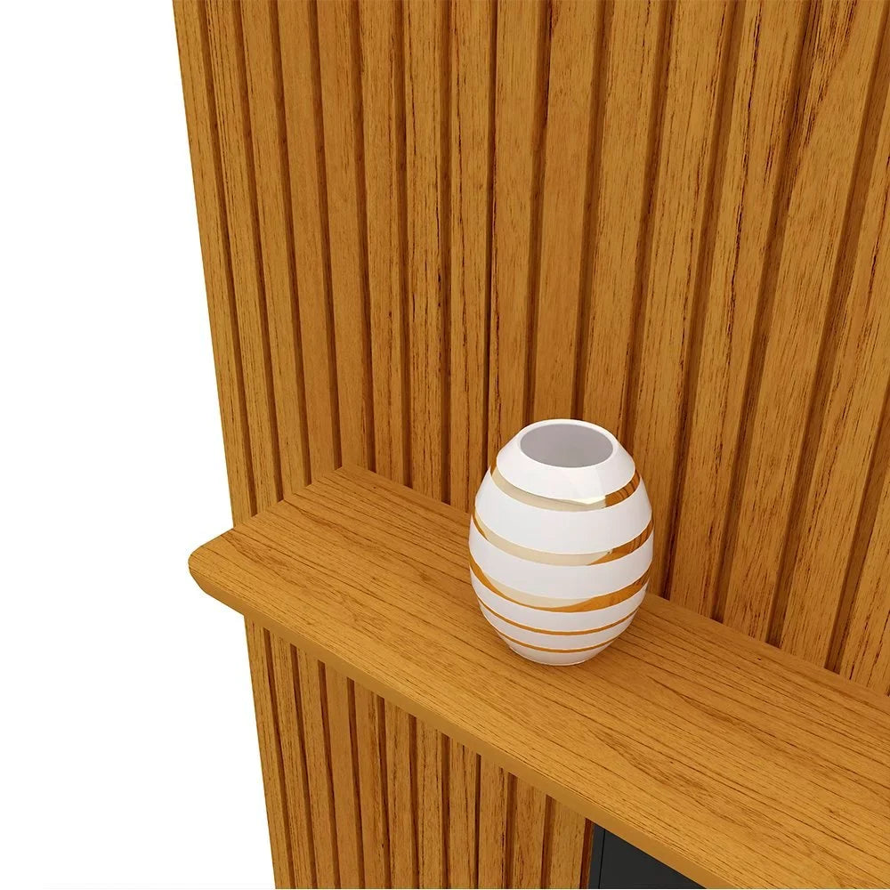 Painel Home Ripado para TV Até 75" com LED e 2 Gavetas - 100% MDF Naturale/Off White [Altura 2.50m]