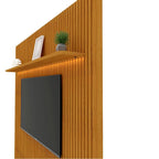 Painel Home Ripado para TV Até 75" com LED e 2 Gavetas - 100% MDF Naturale/Off White [Altura 2.50m]