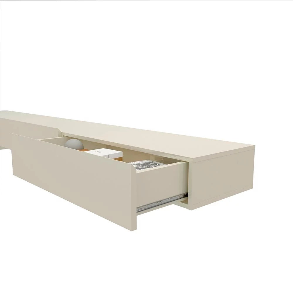 Painel Home Ripado para TV Até 75" com LED e 2 Gavetas - 100% MDF Naturale/Off White [Altura 2.50m]