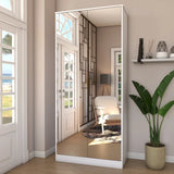 Sapateira Vertical Rubi 2 Portas com Espelho e Gaveta - 100% MDF Branco [15 Pares]