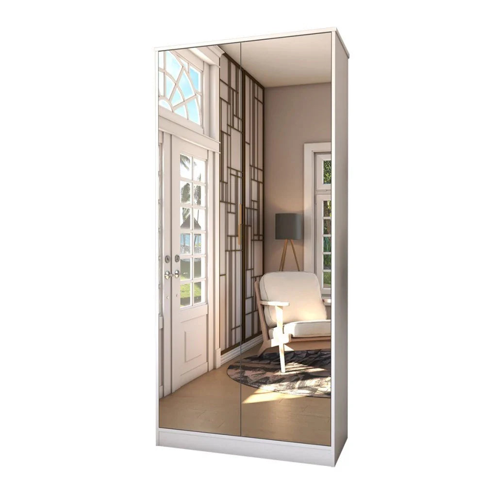 Sapateira Vertical Rubi 2 Portas com Espelho e Gaveta - 100% MDF Branco [15 Pares]